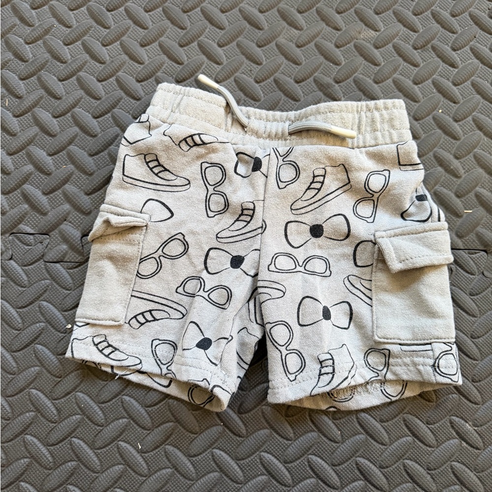 Kids Neutral Sunglasses & Shoes Print Cargo Shorts